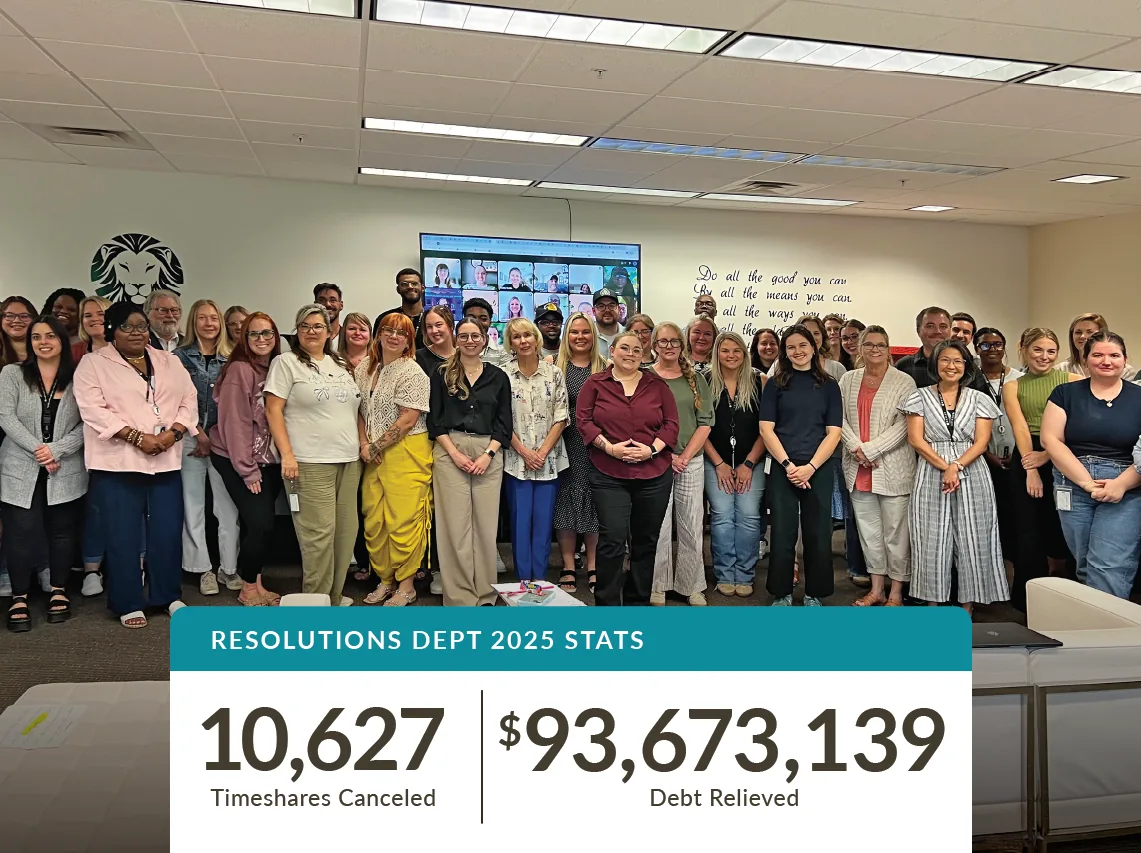 Wesley Financial Group Resolutions Department 2025: 10,627 timeshares canceled, $93,673,139 in debt relieved